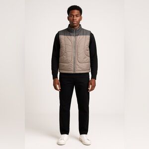 Boohoo Mens Beige and Black Quilted Vest